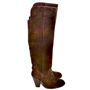 MIA Nigel Over the Knee Boots in Deep Brown Suede